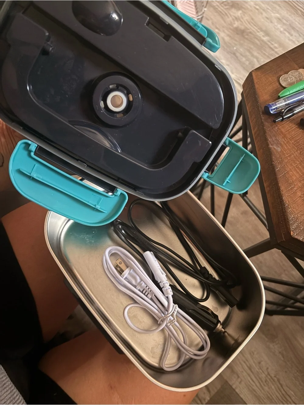 Electric Lunch Box Food Warmer - Teal and Black